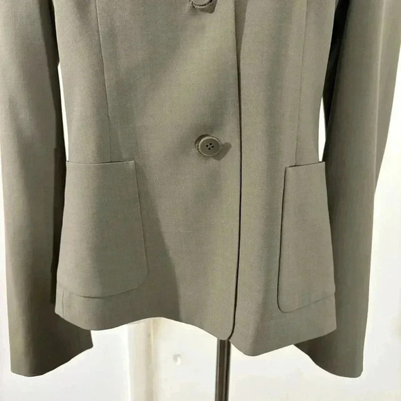 Ann Taylor Loft Stretch Women’s Wool Blend Blazer Jacket Green Gray Lined Career - Picture 11 of 13